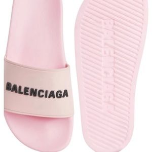 Balenciaga Women’s Logo Pool Slide Sandal light pink